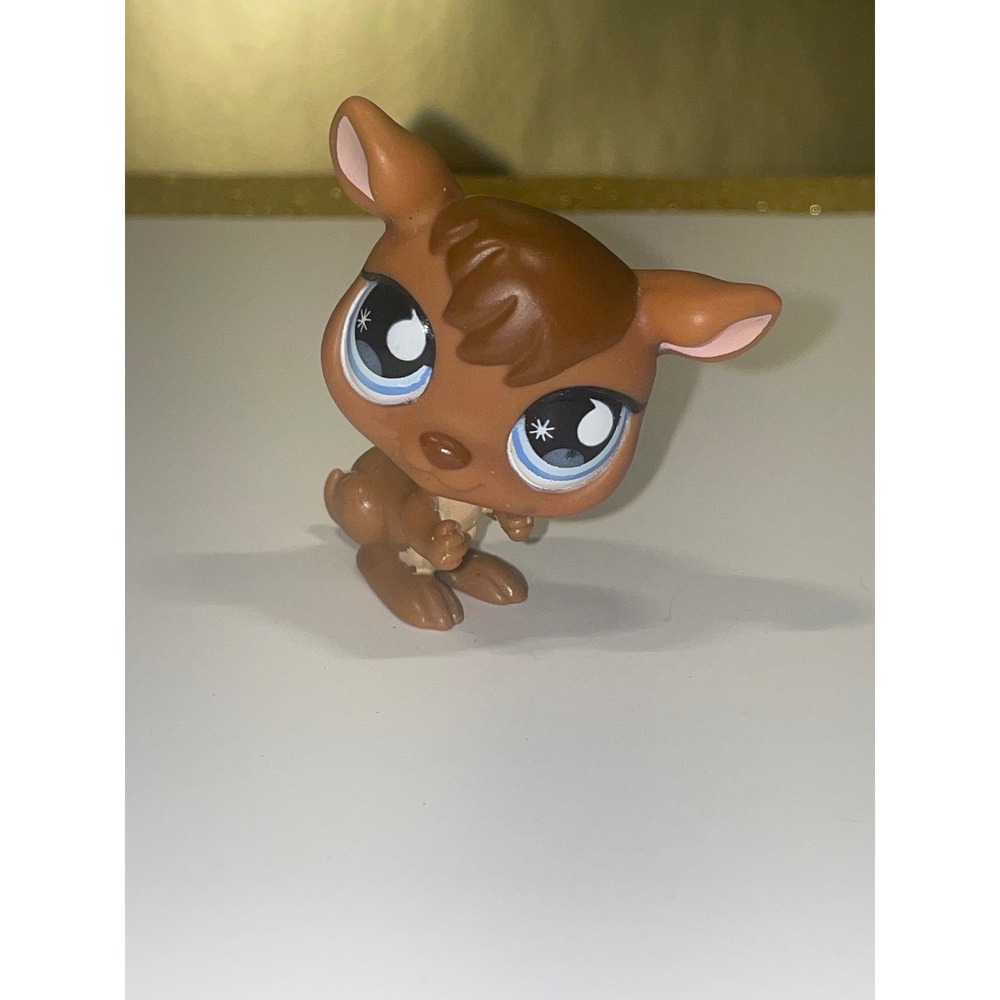 Littlest Pet Shop Brown Kangaroo LPS‎ Toy #682 Hasbro Blue Tear Drop Eyes